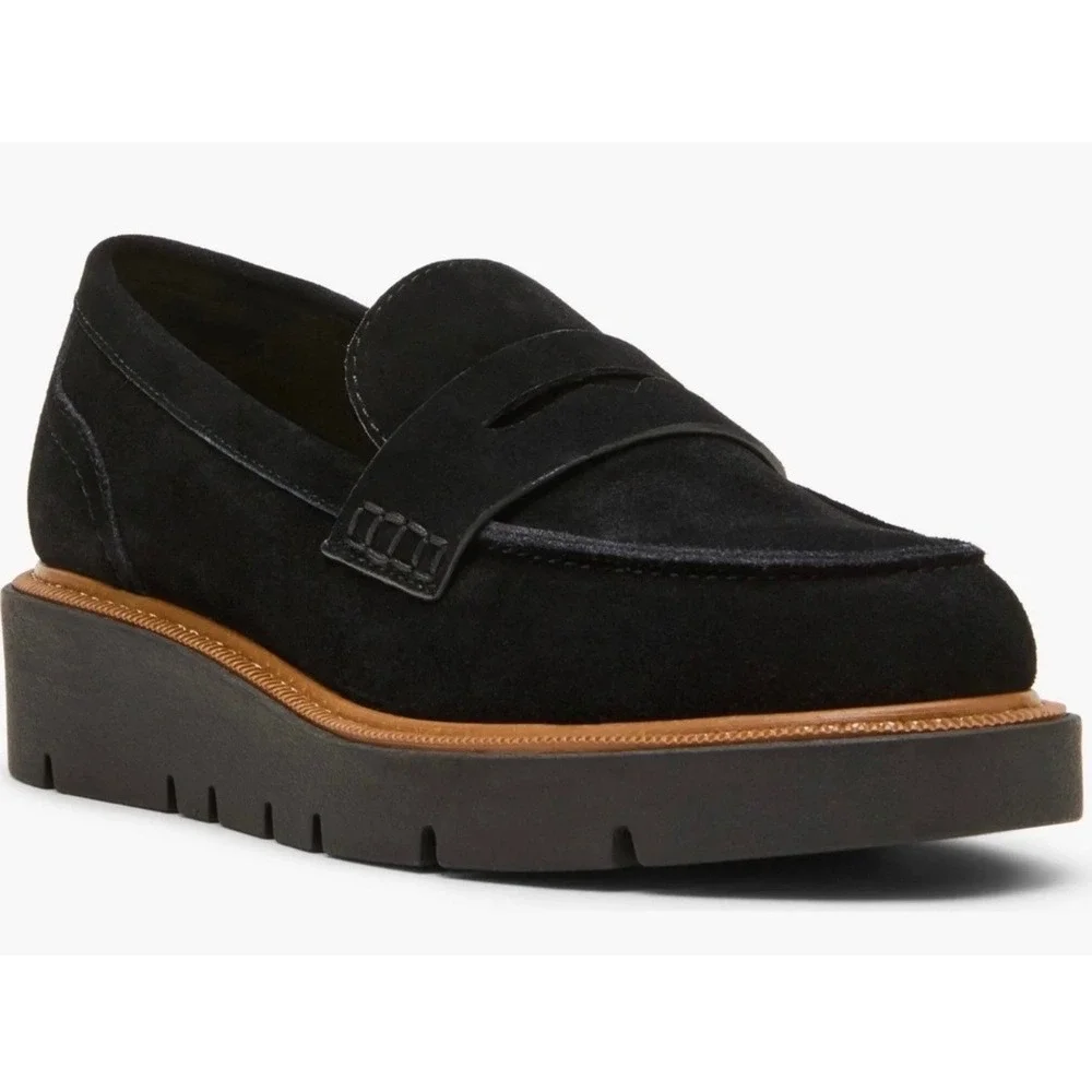 New Blondo Black Waterproof Suede Penny Loafers Comfort Slip-On Shoes Preppy 9.